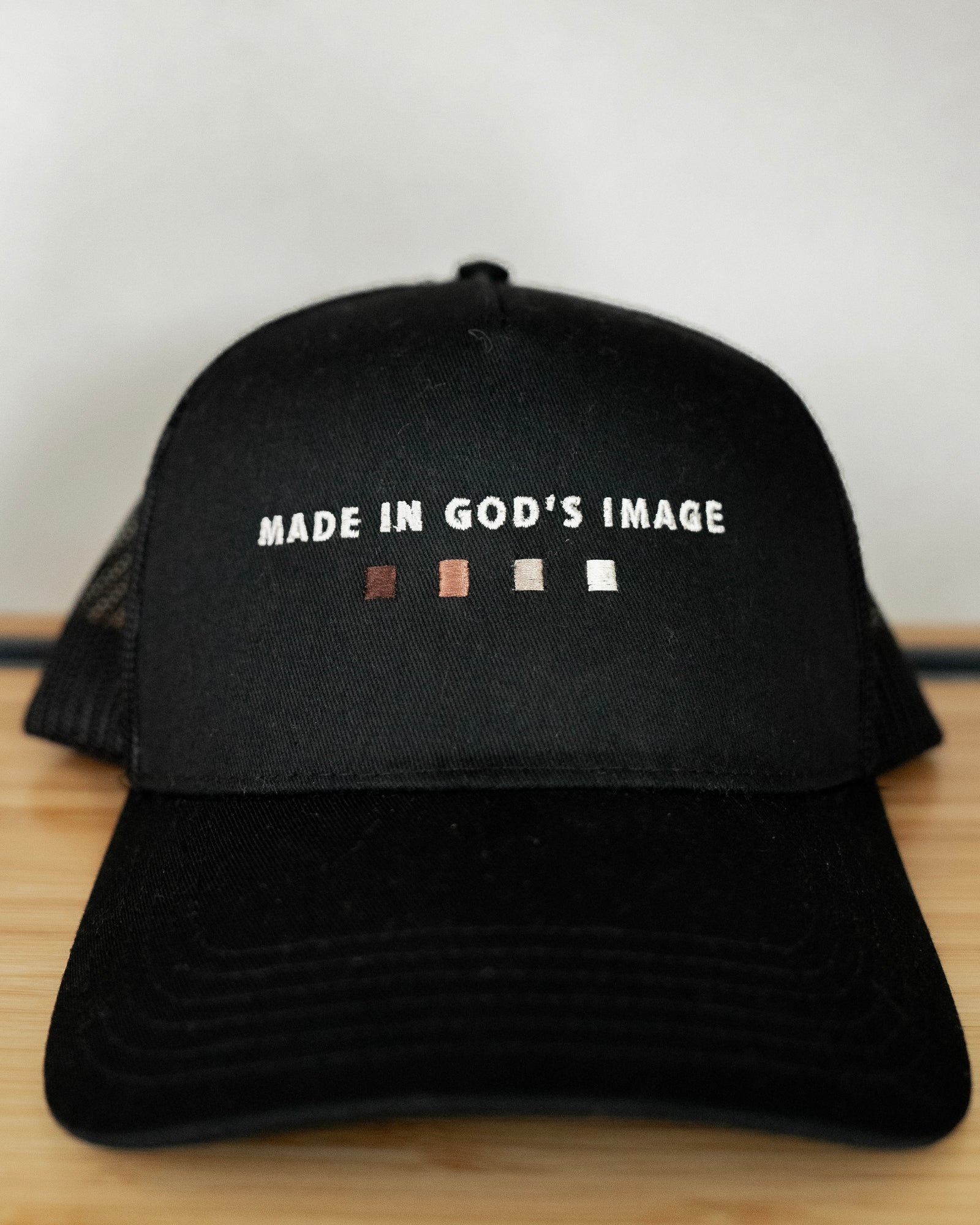 Made In God's Image Black Trucker Hat